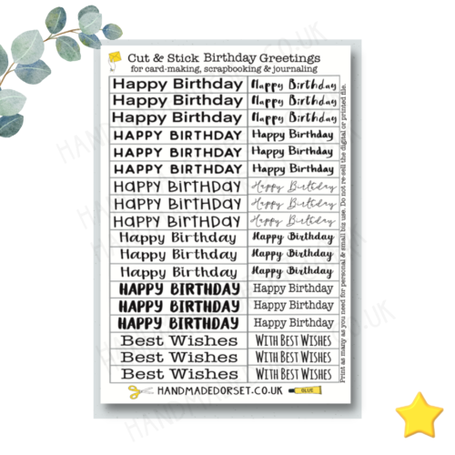 birthday greetings cut and stick sheet