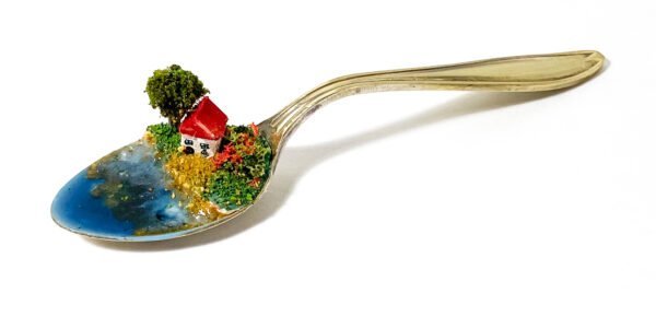 'Home by the sea' vintage teaspoon sculpture