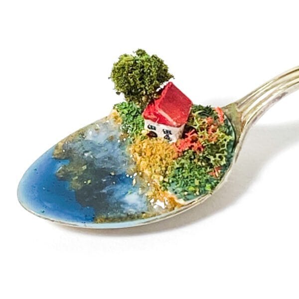 'Home by the sea' vintage teaspoon sculpture